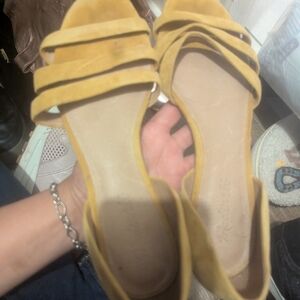 Madewell Mustard Yellow Suede Strappy Flats